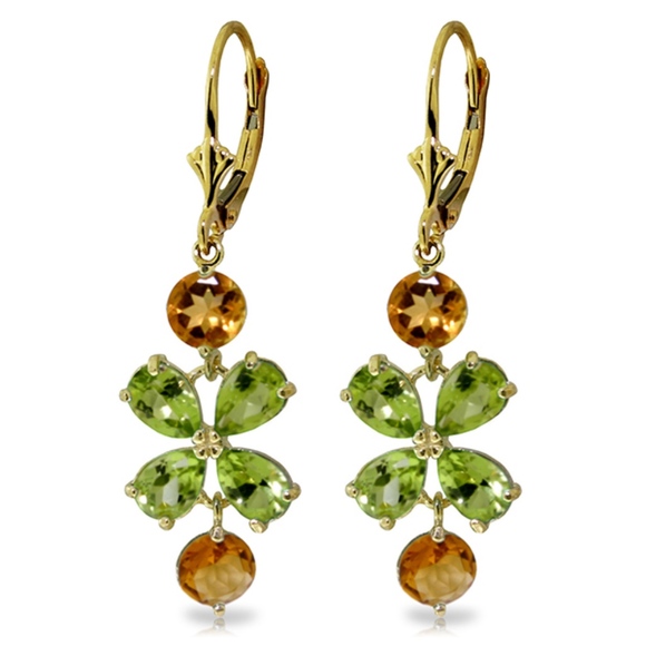CHANDELIERS EARRING WITH PERIDOTS & CITRINES